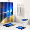 Landscape Shower Curtain Floor Mat Combination Four-Piece Set Bathroom Toilet Carpet Shower Room Mat Foot Mat