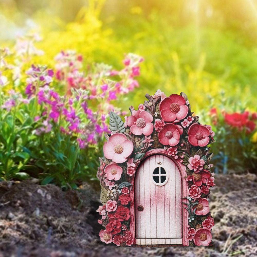 Holz Fee Gnome Tür Figuren handgemachte Fee Gärten Türen Garten Dekoration