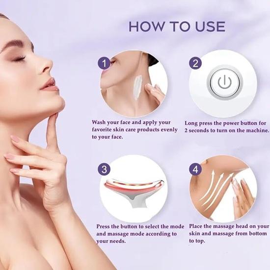 7-Farben LED Lichttherapie Gesichtsmasseur Anti-Aging, Hautstraffung Gesichtsabnehmstab, Vibration, Faltenreduzierung für Gesicht, Hals, Auge