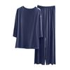 Ladies' Summer Loose And Comfortable Three Quarter Sleeved T-shirt Straight Leg Pants Plus Size Pajamas Set