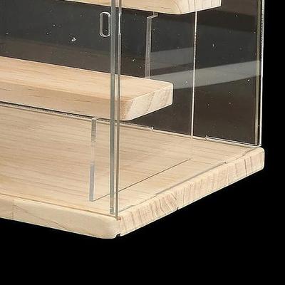 Acrylic Display Box, Dustproof Transparent Wooden 4-Layer Storage Grid, Display Case for Mini Figures and Funko Pop Collectibles