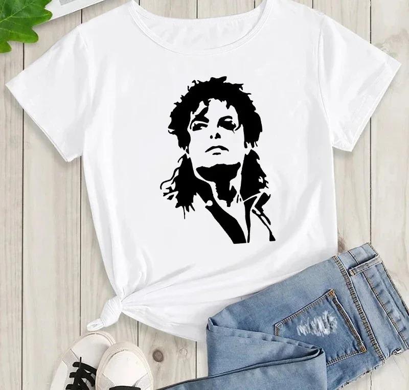 Vendita Calda T-shirt Stampata Grafica Michael Jackson Moda Rock Harajuku Casual Manica Corta Girocollo Donna Uomo Top Oversize Streetwear Estate Nuova Maglietta