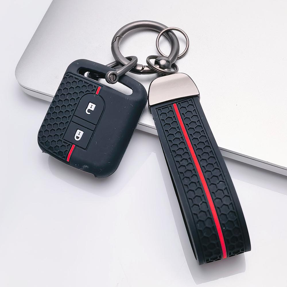 Key Fob Cover for Nissan Qashqai Micra Tiida Sunny Livina Sylphy with Keychain Anti-Scratch Surface Shockproof Structure Soft Grip Texture