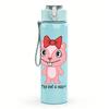 1PC Pink Pig Cartoon Figure Print 750ml Colorful Plastic Sports Water Bottle Leakproof Pop Lid with Straw for Outdoor Office Home Use