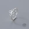 925 Sterling Silver Rings For Women Geometric Fine Jewelry Finger Adjustable Cute Flower Leaf Zirco Ring For Party Birthday Gift