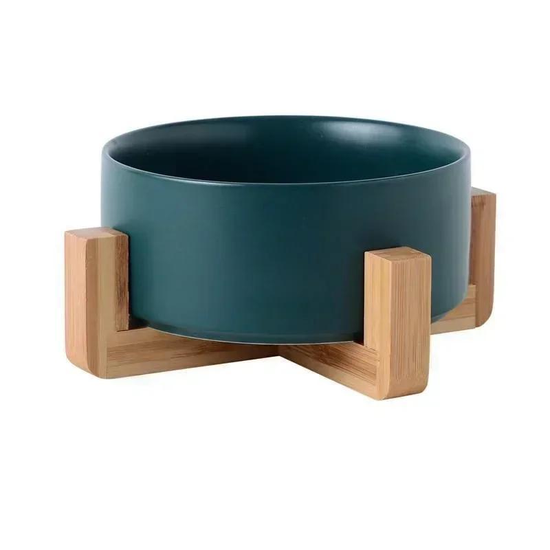 Wooden Rack Bowl Pet Bowl Cat Dog Large Capacity Cat Food Water Feeder Cats Dogs Pet Bowl Accessories Home Pet Small Ceramic