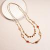 Wysokiej jakości dwuwarstwowe łańcuszki do nakładania Modny łańcuszek do swetra Szklane naszyjniki z koralikami w kształcie kwiatów Prezent