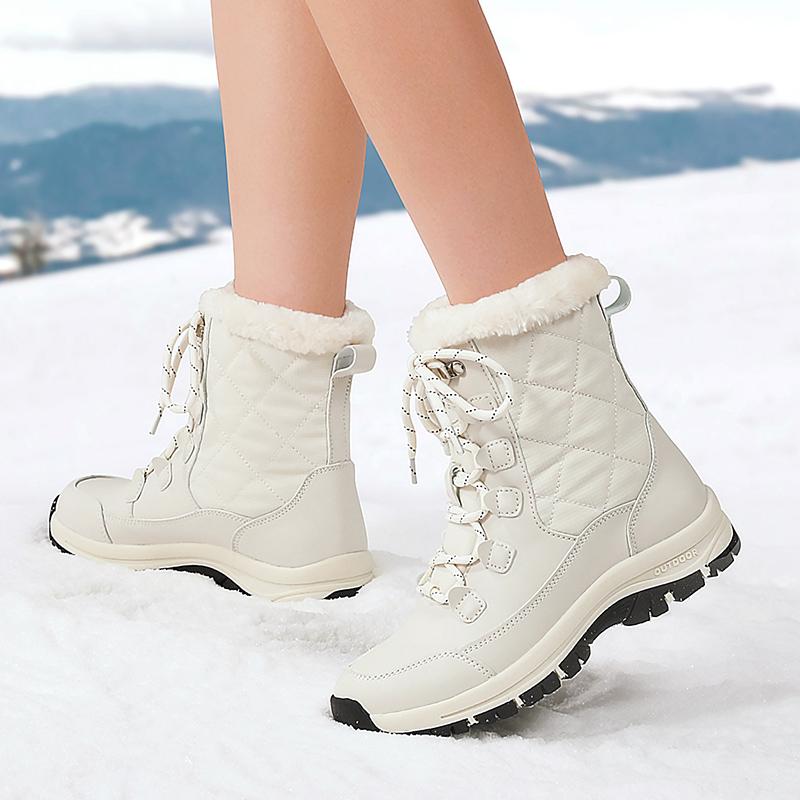 TUINANLE Cizme de zăpadă de iarnă pentru femei până la mijlocul gambei, antiderapante și călduroase, pantofi de bumbac, cu talpă groasă, cizme de bumbac îngroșate și căptușite