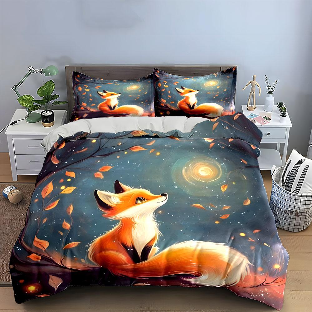 Whimsical fox under moonlight Bedding sets Duvet covers Pillowcases(1* Duvet Cover 2* Pillowcases without duvet insert)