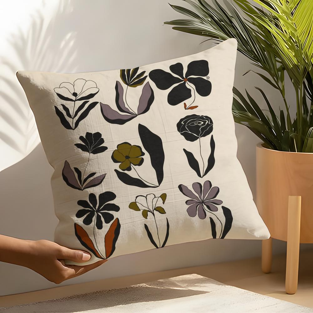 Decorative Botanical Print Pillow Case Home Living Room Decoration Linen Pillow Cases Cushion Cover