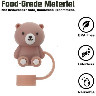 10mm Straw Cover Suitable Compatible With Stanley Cup Cute Bear Silicone Straw Plug Straw Dust Cover New 2025