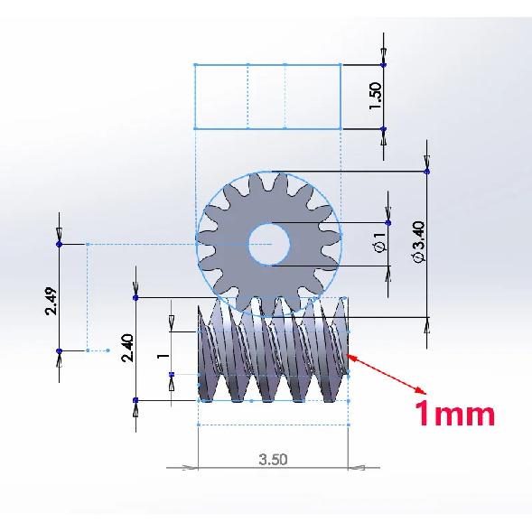 0.2M 15T 0.8/1.0mm Shaft Hole Aperture Copper Metal Brass Worm Reduction Gear Set Micro Reduction Gear Static Modification 1:87