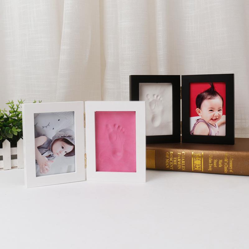 Newborn Handprint & Footprint Solid Wood Frame - 100 Days Baby Commemoration Souvenir