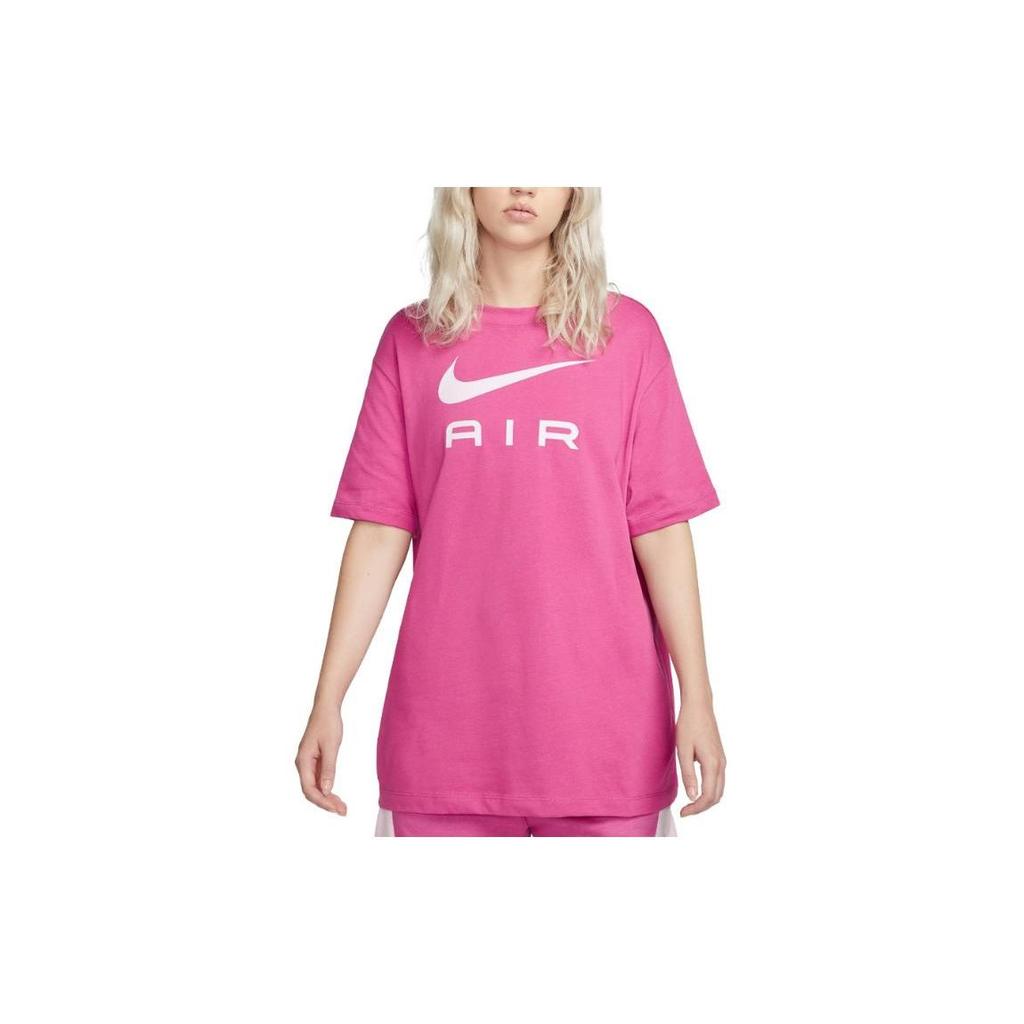 Nike Letter Logo Printed Round Neck Casual Short Sleeve Drop Shoulder T-Shirt Women T-Shirts Pink DX7918-675