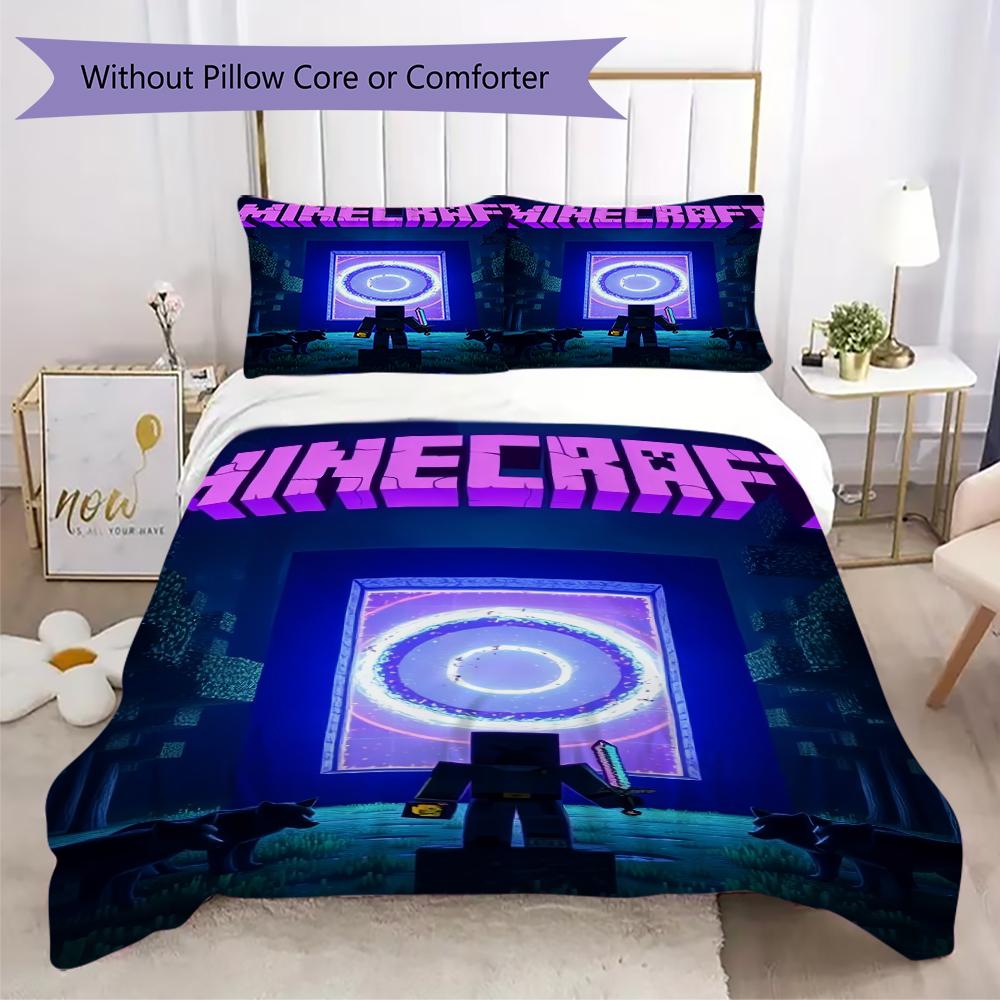 Steve'S Minecraft Survival Adventure Bedding 1 Duvet Cover 2 Pillowcase Without Core Without Core Soft And Comfortable Bedding Set
