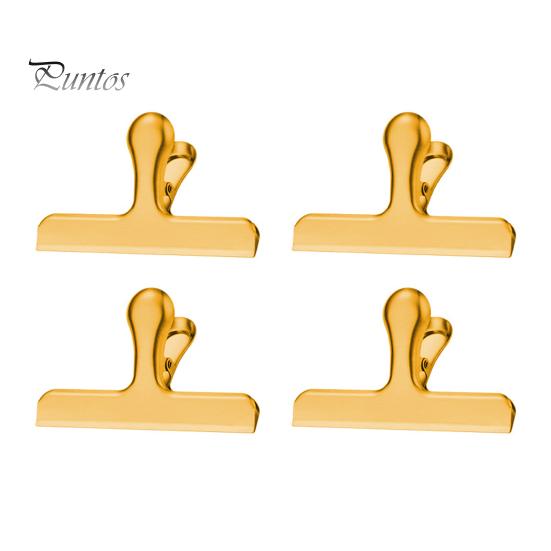 

4 шт. зажимов из нержавеющей стали для пищевых пакетов, сильная сила укуса, герметичные зажимы для закусок, влагостойкие кухонные гаджеты для дома, прочный пакет для чипсов L золотистый