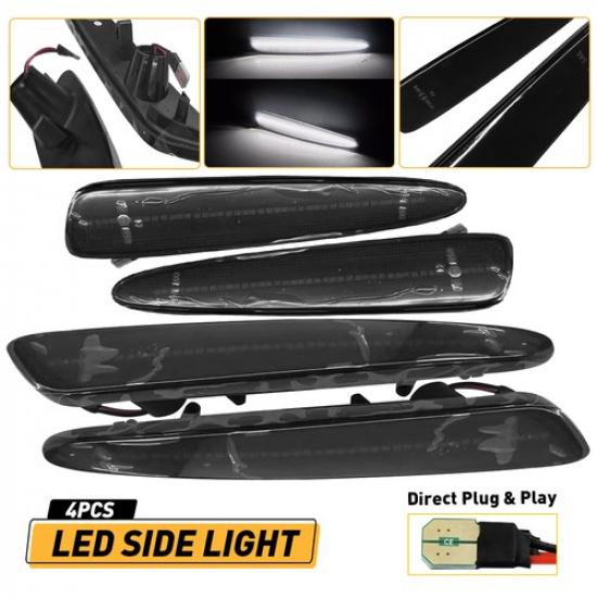 For 2005-2013 Chevy Corvette C6 Smoked White LED Front & Rear Side Marker Lights