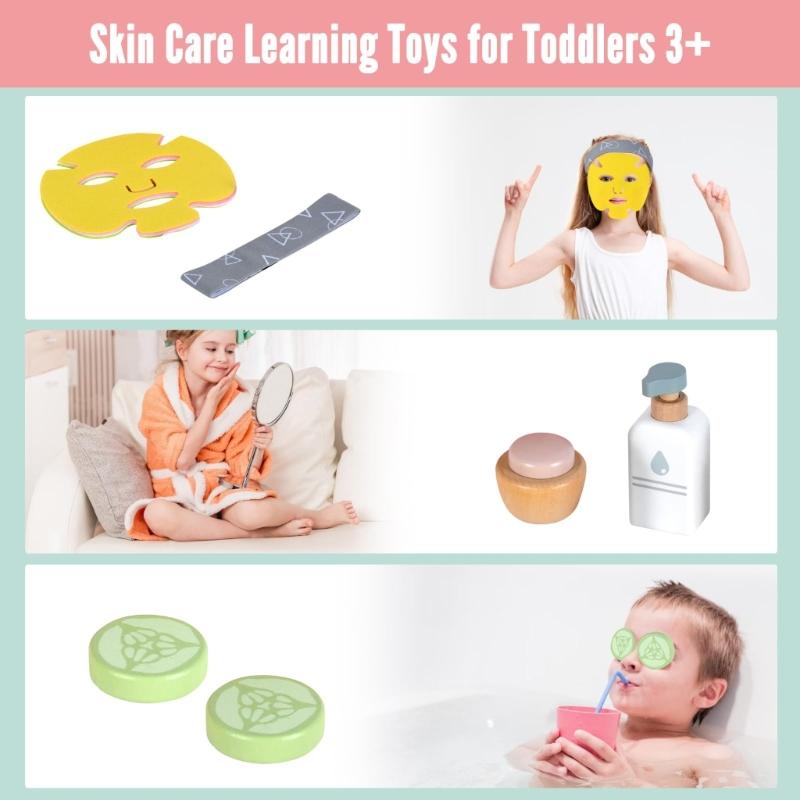 Realistic Pretend Play Makeup Toy Set Wooden Beauty Salon Toy For Girl With Cosmetic Accessories Encourages Creativity