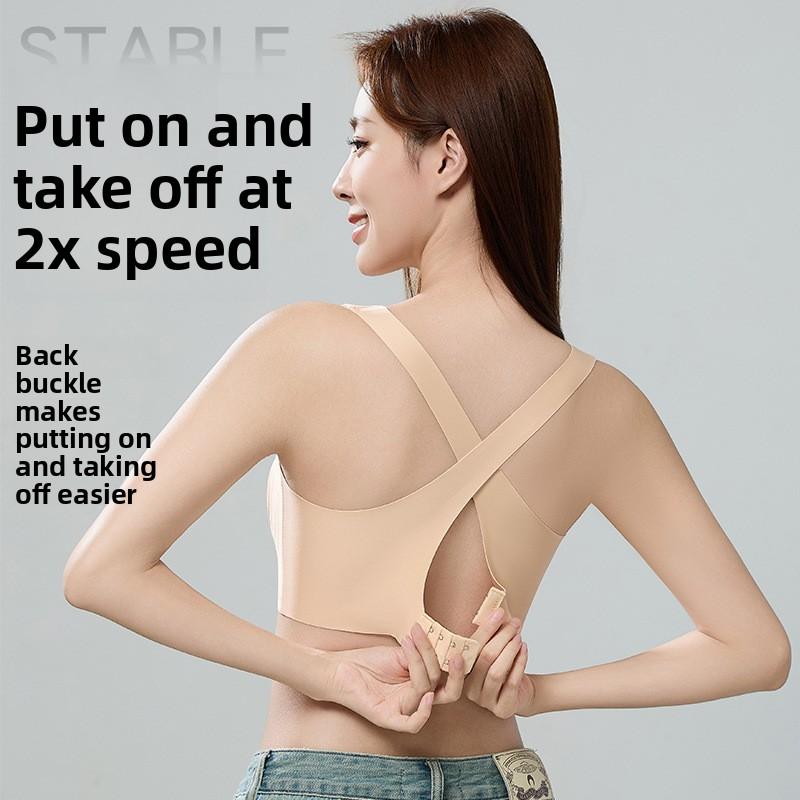 Medium Impact Seamless Sports Bra for Small Bust, Push Up Lift Integrated Crisscross Beautiful Back Side Support Anti-Sagging Wireless Lingerie