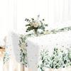 183x137cm Eucalyptus Leaves Disposable Tablecloth Sage Green Plastic Table Cover for Summer Spring Birthday Party Table Decor