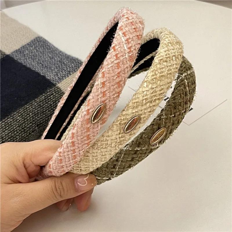 Retro tvídové obruče do vlasov Francúzsky štýl Sladká dámska móda Elegantné Protišmykové Romantické pokrývky hlavy Dievčenské párty doplnky