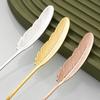 Feather‑Shaped Spoon Fork, 304 Stainless Steel Coffee Stirring Spoon Creative Dessert Gift Utensil