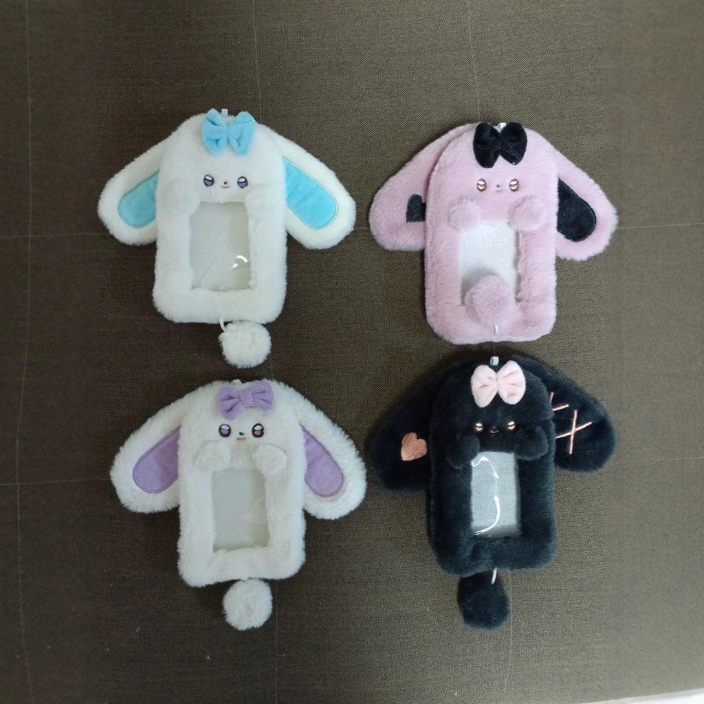 Chaveiro de Mochila de Pelúcia de Animal Fofo e Porta-Cartões - Pingente de 3 Polegadas para Fotos e Cartões