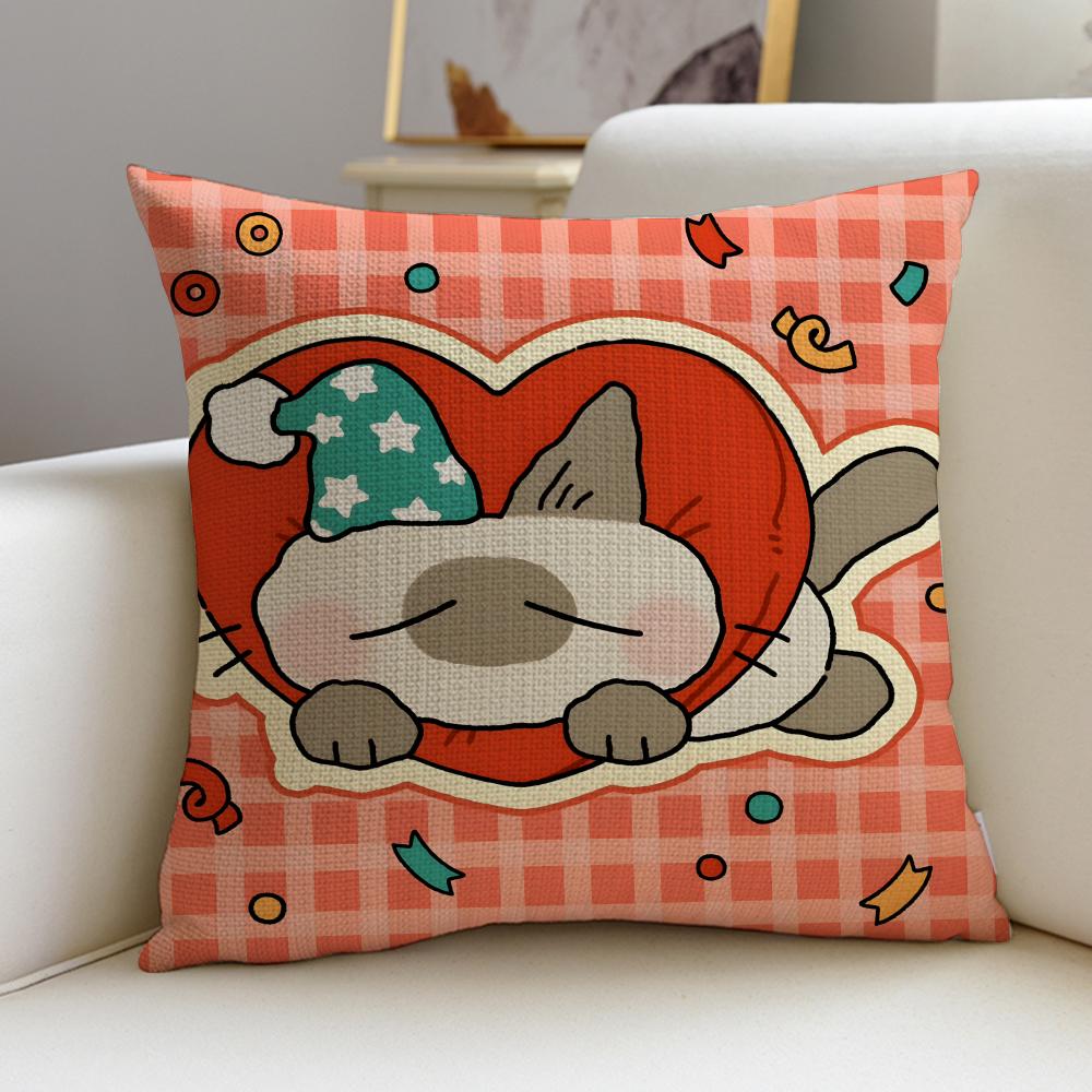 Elegant SSiamese LipuS Cushion Cover Breathable and Skinfriendly Linen Pillowcase Square Removable and Washable Cushion