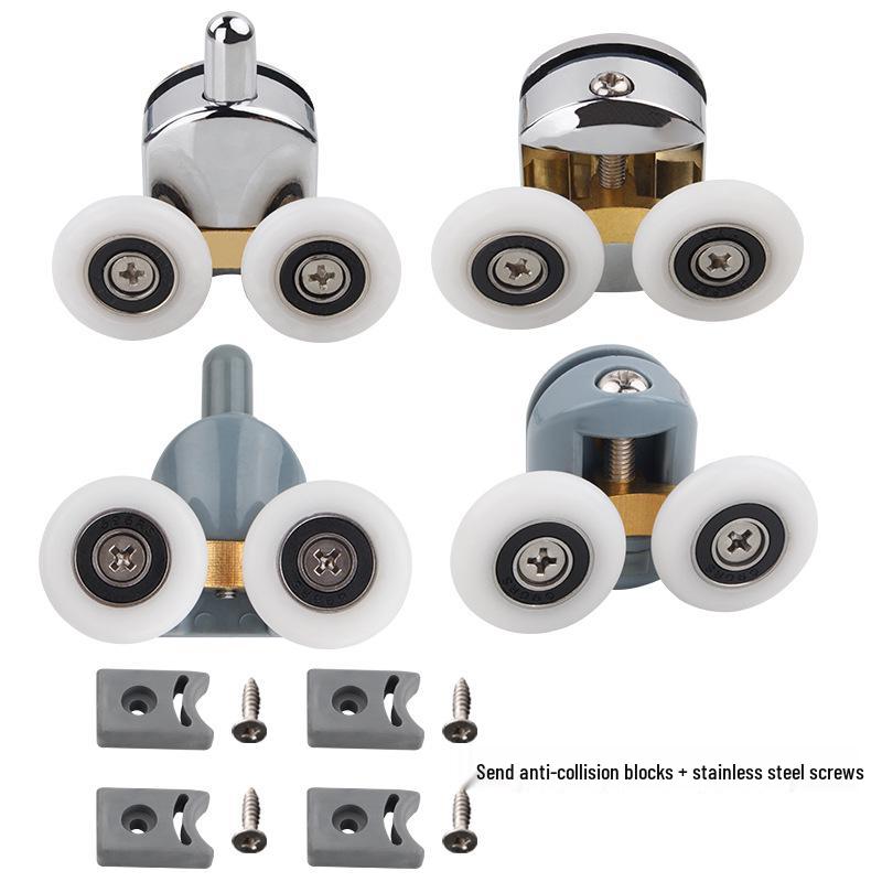 Vintage Glass Sliding Shower Door Double-Wheel Pulley Hardware Accessory Set