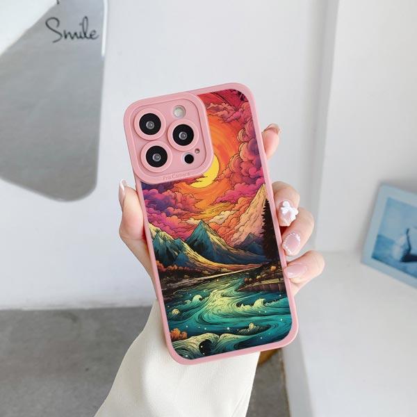 Sunrise Scenery Phone Case For iPhone 15 14 Plus Pro Max 13 12 11 Pro Max XR X XS 7 8 Plus Gorgeous Mountain River Soft Covers