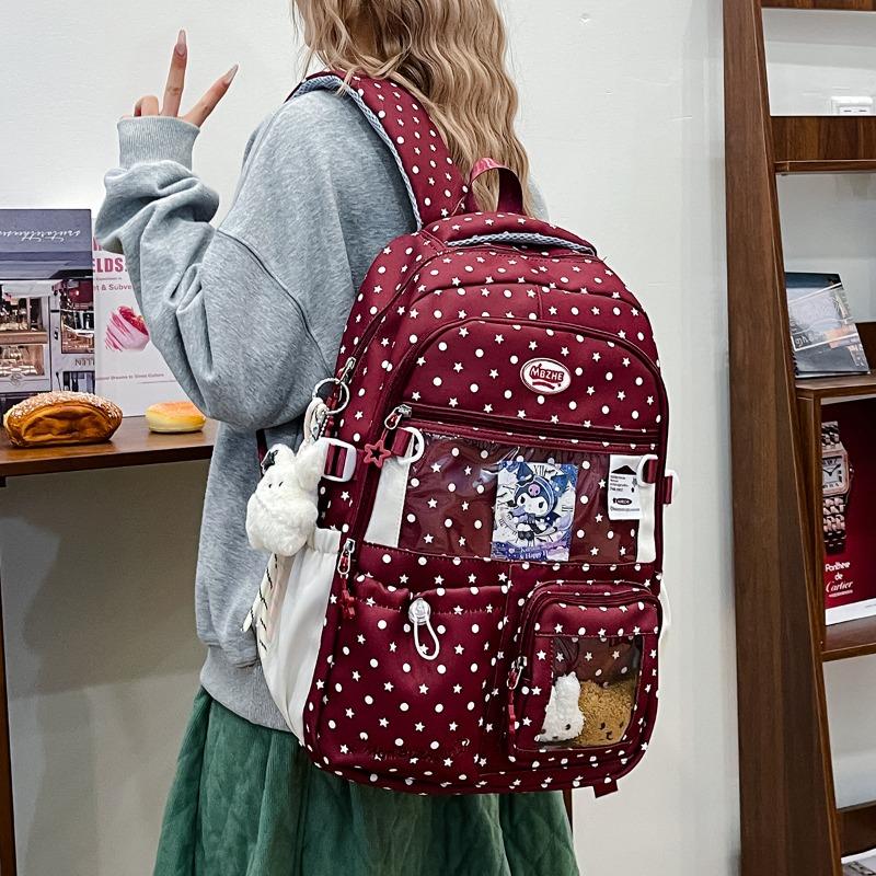 Cute Star Pain Bag Women's Backpack Japanese Junior High School High School Students Large Capacity Multicompartment High Value School Bag Women