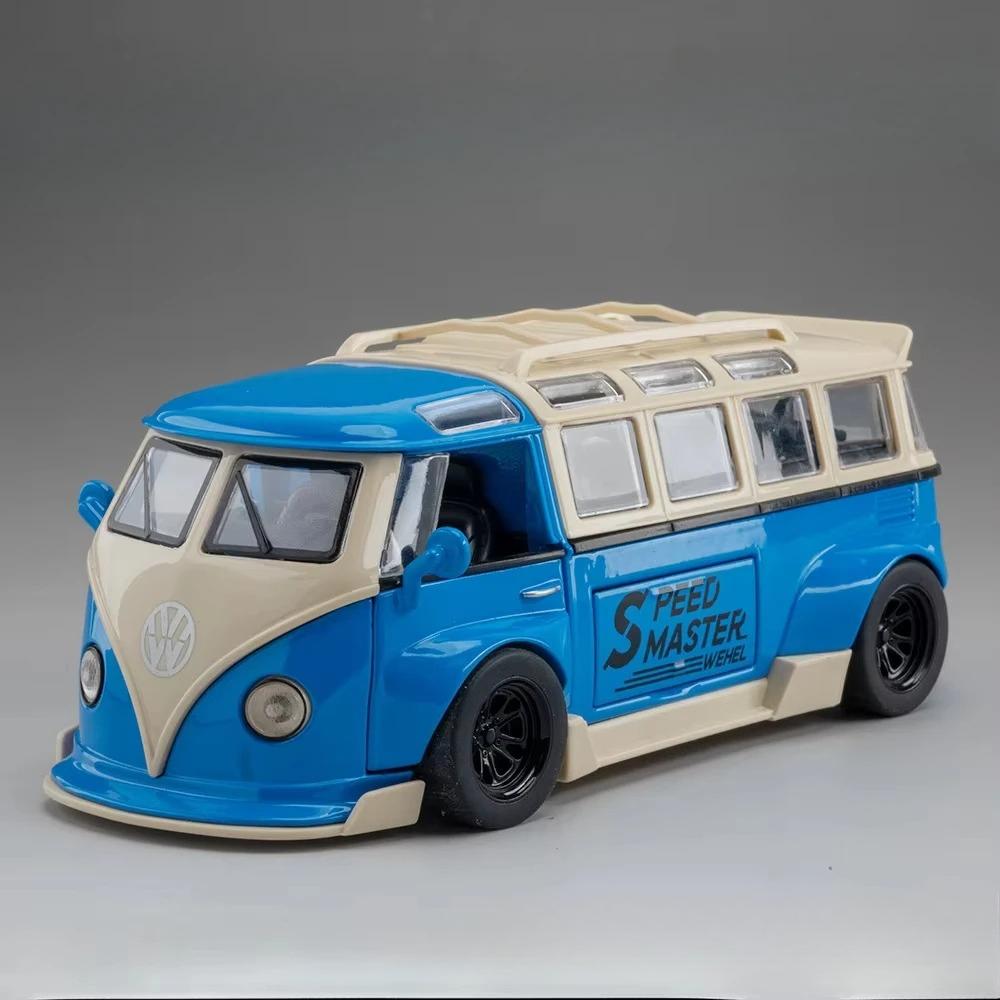 1:32 Scale Beetle GSR Car T1 Bus Model Toy Sound Light Vehicles Alloy Diecast Pull Back Miniature Models Kids Holiday Gifts