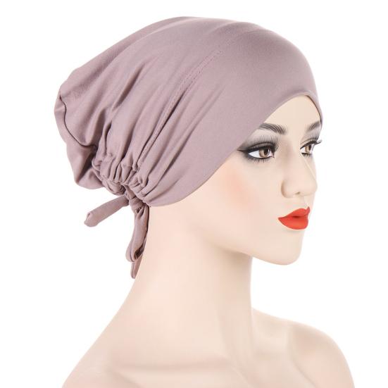Women Turban Hat Pre Tied Drawstring Wrap Headscarf Sleep Hair Cover Skull Cap Chemo Cancer Headwear