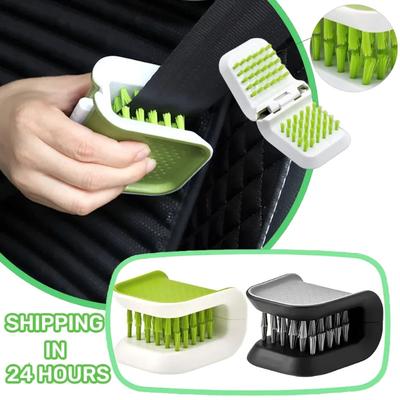 Car Seat Belt Cleaning Brush Automotive Safe Belt Washing Tool Double Sided U Type Car Interior Openable Cleaning Brush Foldable