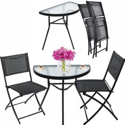 Furniture for Balcony Garden Terrace Set TABLE 2 CHAIRS Folding Black Table