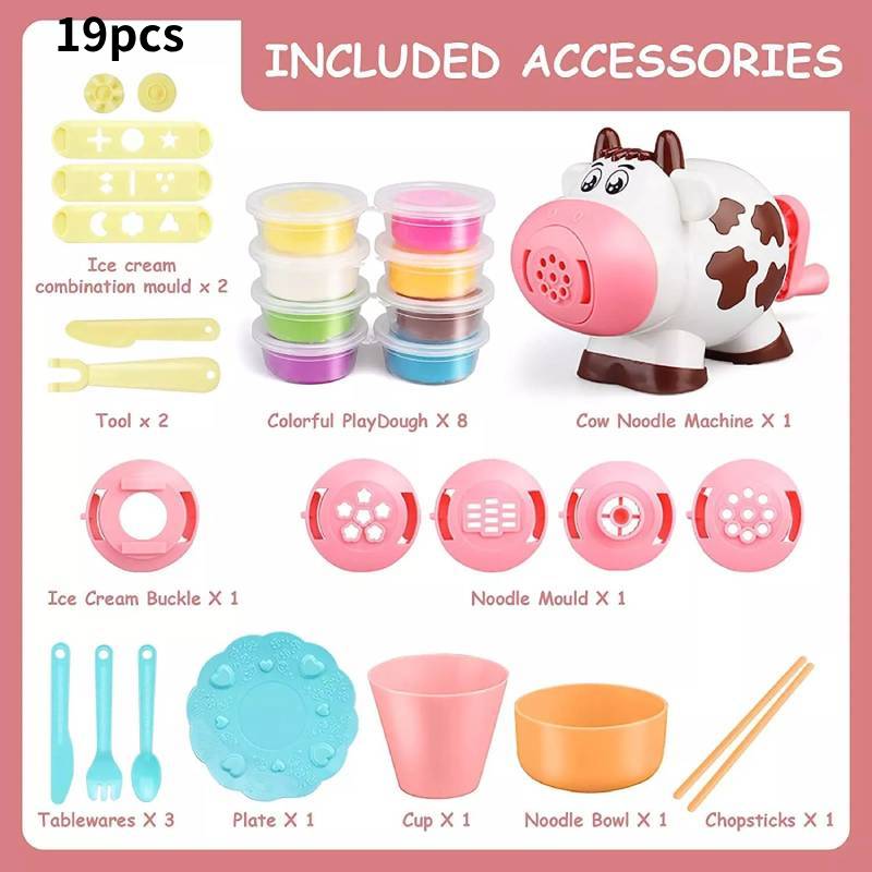 

Plasticine Rainbow Colour Set Bundle 19 Pcs Accessories Cutters Noodle Toys