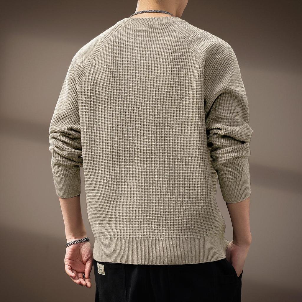 Men's High-End Retro Henley Knit Sweater - Autumn Trendy Loose Fit