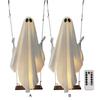 Halloween Hanging Swing Ghost with LED Lights Hanging Swing Ghost Spooky Swing Ghost for Garden Patio Yard Porch Outdoor Holiday