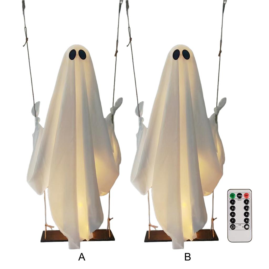 Halloween Hanging Swing Ghost with LED Lights Hanging Swing Ghost Spooky Swing Ghost for Garden Patio Yard Porch Outdoor Holiday