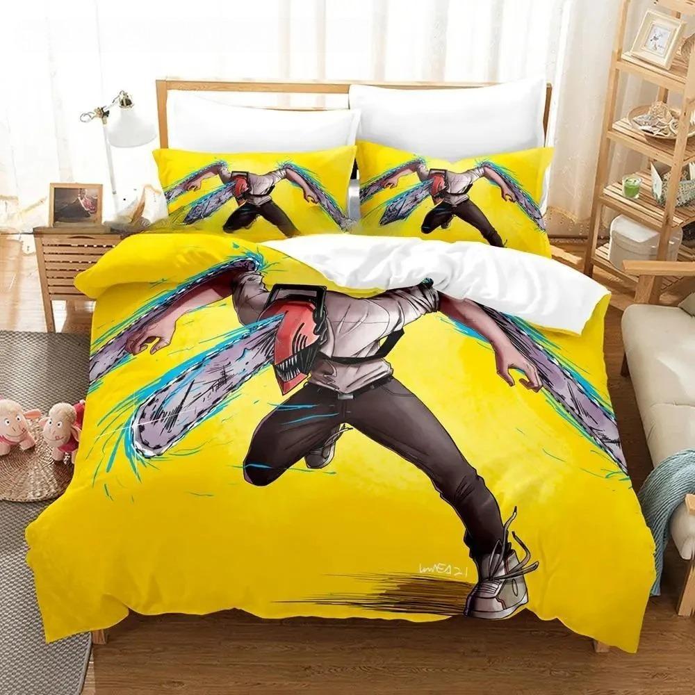 Chainsaw Man Bedding Set Single Twin Full Queen King Size Bed Set Aldult Boys Bedroom Duvet Cover Sets 3D Print Anime Game