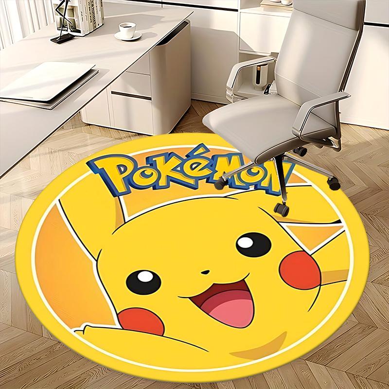 Pikachu,Pokémon Chair mat Round Rug Office carpet, Machine Washable, Non slip, Suitable for Living Rooms, Bedrooms
