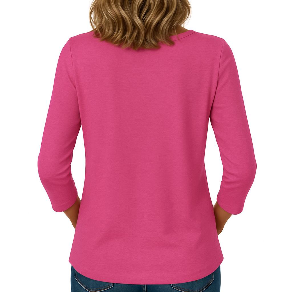Women's Fashion Casual Seven Split Sleeve Pleated Loose Round Neck Solid Colour Printed T-Shirt Top