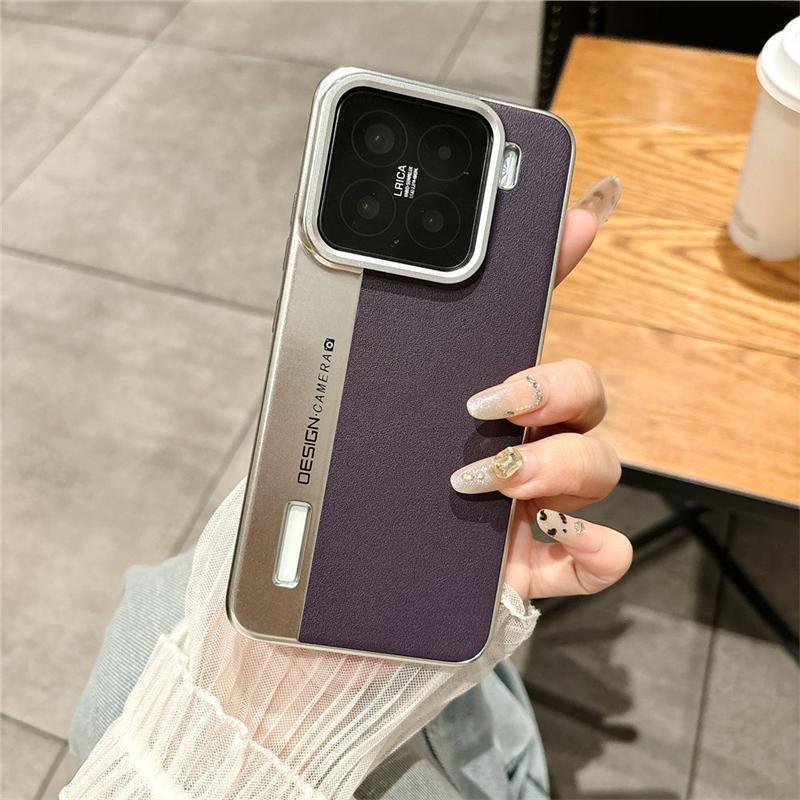 Mi 15 Mobile Phone Case Plain Leather Camera Splicing 14Ultra Ultra-thin Matte Mi 13u Hard Case