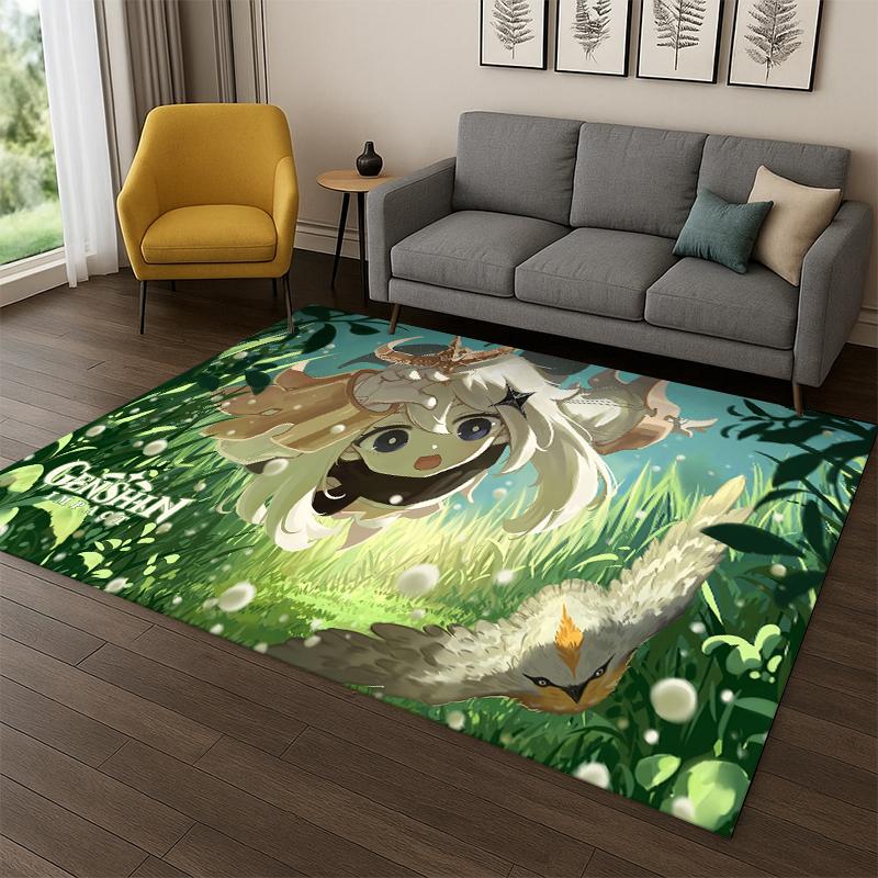 New Genshin Impact Cartoon Game Carpet Rug for Bedroom Living Room Sofa Playroom Doormat Home Decor,Kid Area Rug Non-slip Gift