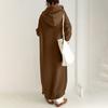 Damen Plus Size Einfarbige Kapuzen-Reißverschluss-Langarm-Sweatshirt-Kleid mit Fleecefutter Lässige Langarm-Sportjacke