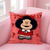 QQuino Cartoon Cute Girl MafaldaM Cushion Cover Pillowcase Short Plush Invisible Zipper Room Sofa Cushion Cover