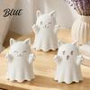 Niche Holiday Setting Pieces 3D Printed Cute Ghost Cat Figurine Wink Smile Surprise Spooky Halloween Decor Figurines Blank White DIY Paintable