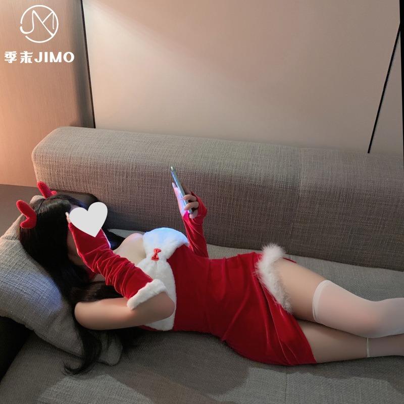 Sex underwear new Christmas clothing bunny uniform temptation tube top irregular red new robe women