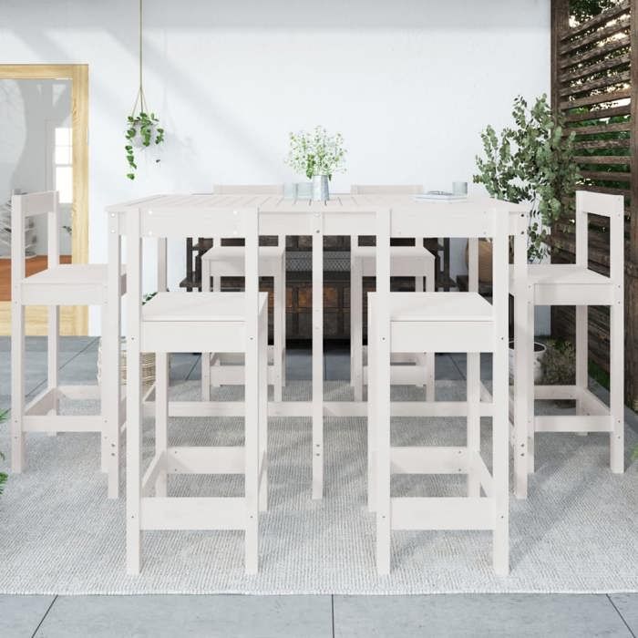 VidaXL Ensemble de bar de jardin 7 pcs blanc bois de pin massif, ensemble de bar, ensemble de meubles, ensemble de bar 3154761