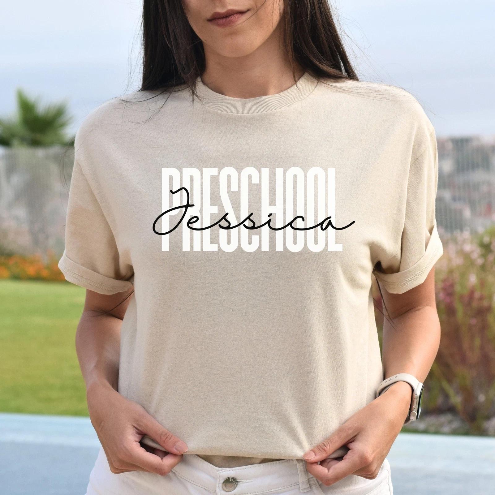 Personalized Preschool T-shirt gift Custom name Preschool teacher Kindergarten U 2XL